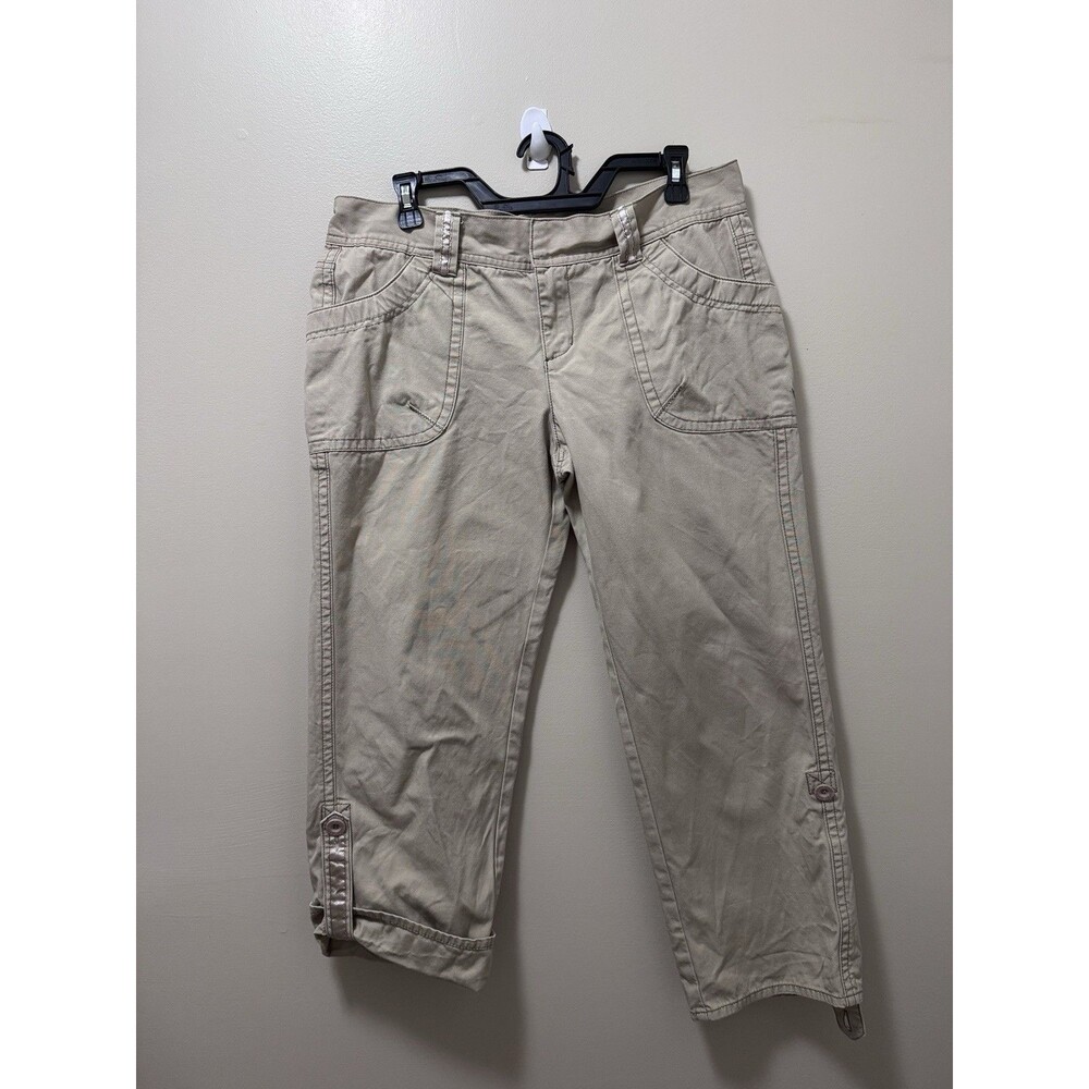 DKNY Beige Cargo Capri Convertible Khaki Pants Womens Size 12 Cotton